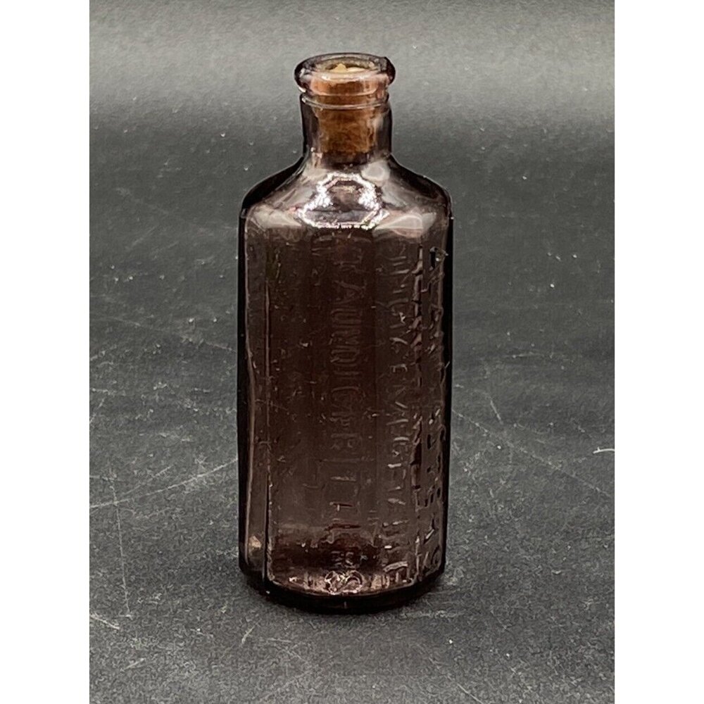 A. Lancaster Indian Vegetable Jaundice Bitters 1852 Amethyst Purple Glass Bottle